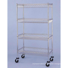 Chrome Mobile Metal Commercial /Industrial Basket Trolley Rack (BK9045180A4CW)